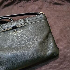 Kate Spade Black Pebble Leather Long Strap Cross Body Bag